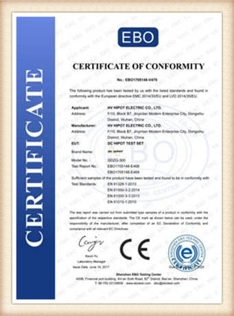 Certificato di calibrazione 100PF01