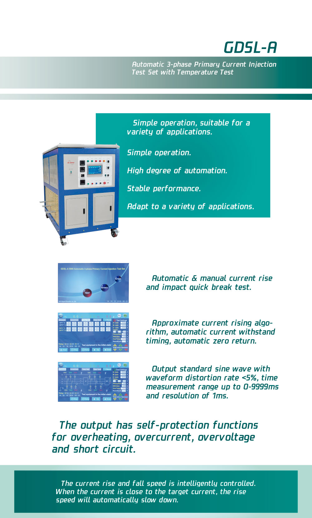 GDSL-A 3-phase Primary Current Injection Test Set with Temperature Test