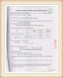 Certificato di calibrazione divisore di tensione impulsiva02